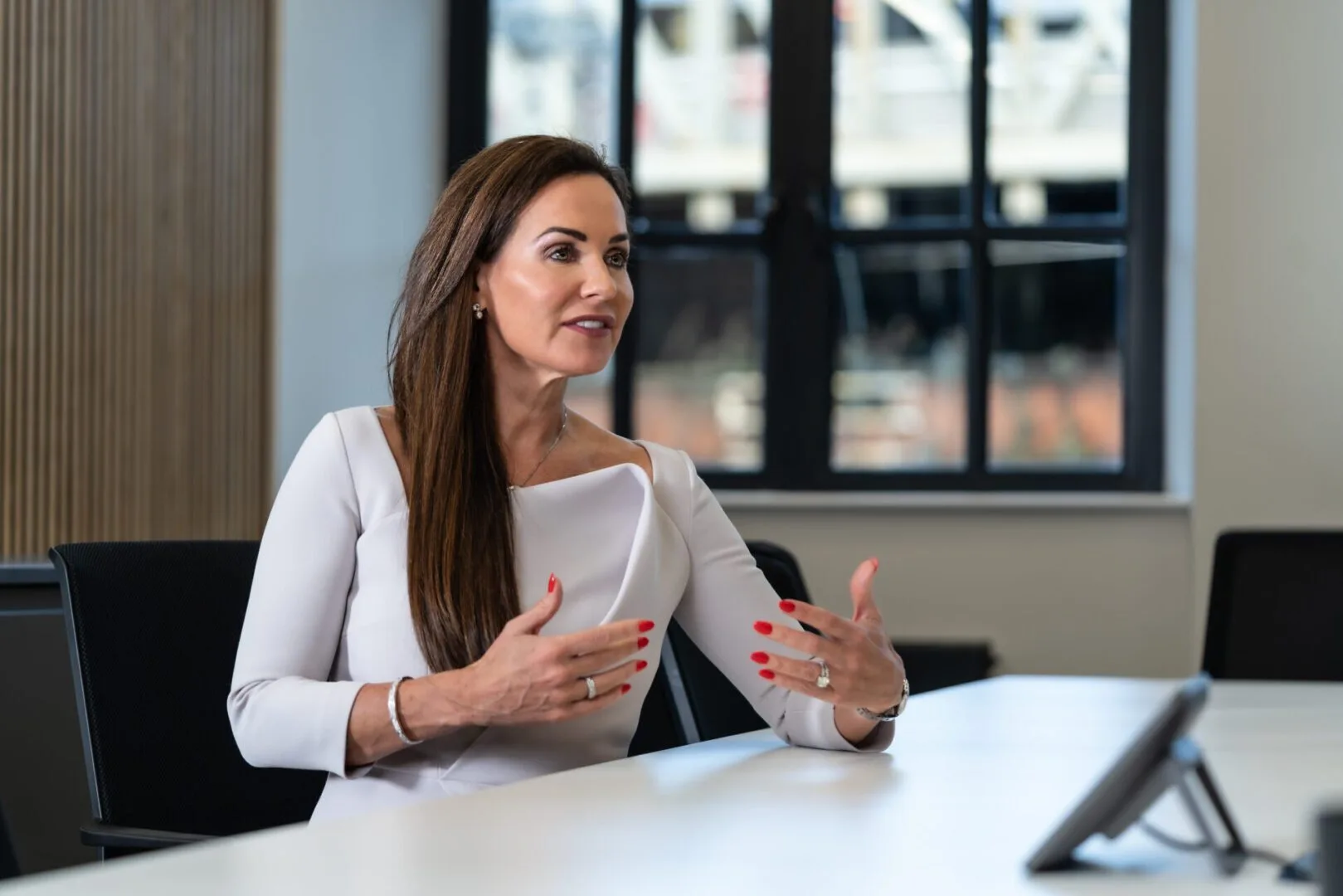 Amanda McAlister, Managing Partner at McAlister Family Law, seated confidently at the firm’s Sale office.